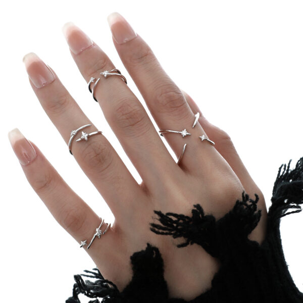 Wholesale New Star Track Zircon Niche Design Personalized Tail Ring Cold Style Light Luxury High-End Non-Fading Open Ring for Women