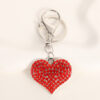 Wholesale Solid color peach heart set with diamonds Metal Keychain