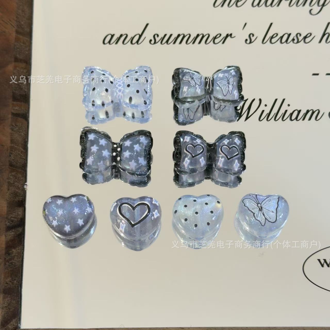Wholesale Fine Sparkling Bow Love Relief Acrylic Beads