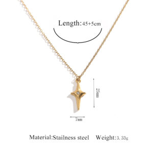 Stainless steel jewelry necklace with cross and rhinestones