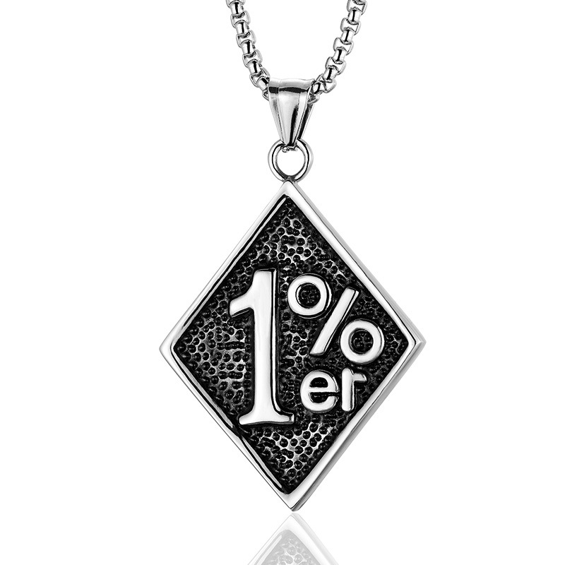 Wholesale Titanium Steel Necklace 1%er Number Men's Pendant Necklace