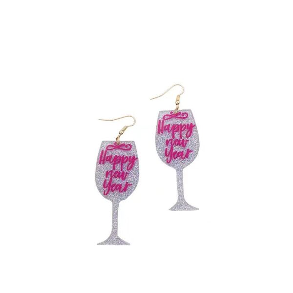 Wholesale Letter glitter wine glass bling earrings