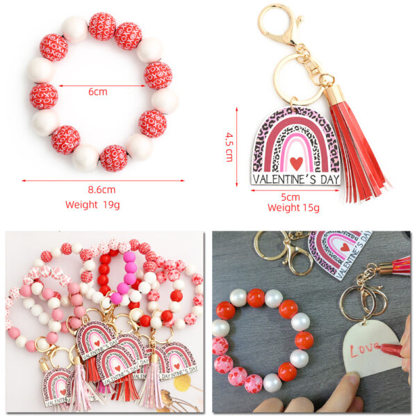 O1CN010Z5vo71K1gA9uAycc_4126711104-0-cib Wholesale Valentine's Day Love Wooden Bead Bracelet Keychain