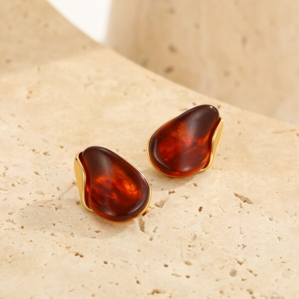 Wholesale Amber metal patchwork earrings