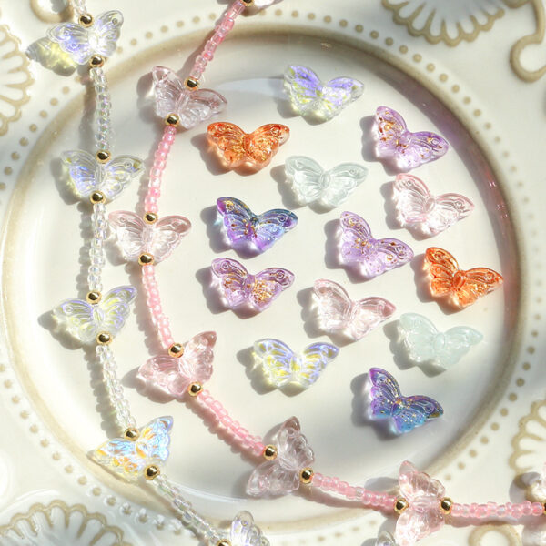 Wholesale Fairy beauty retro butterfly magic color glazed beads beaded material diy handmade jewelry bracelet necklace hairpin accessories