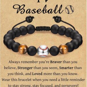 Bilateral yellow tiger eye black frosted baseball braided rope bracelet 2