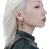 Wholesale Dark Rose Cross Zircon Earrings Accessible Luxury High-End Niche Design Retro Non-Fading Earrings for Women