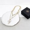 Wholesale Pearl Cross Multi layer Stacked Pendant Necklace