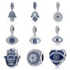 Wholesale Palm Devil's Eye set with diamonds and silver plated Charms