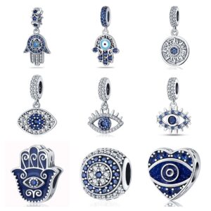 Wholesale Palm Devil's Eye set with diamonds and silver plated Charms