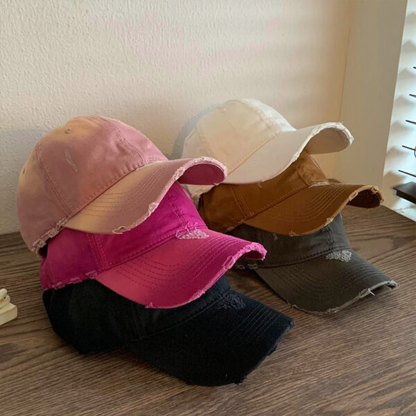 Wholesale Broken hole pink wide brim sweet cool baseball cap