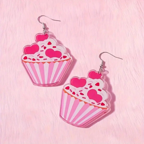 Wholesale Valentine's Day Cake Love Earrings Acrylic Red Peach Heart Love Earrings Earrings Jewelry