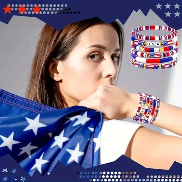 Wholesale Independence Day Shield Flag Soft Ceramic Letter Bracelet