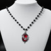 Wholesale Dark punk black bead red cross multi-element necklace