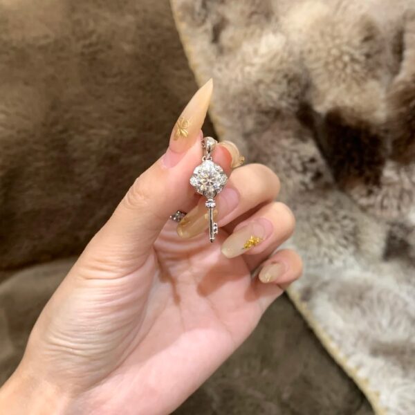 Wholesale Micro inlaid zircon key pendant titanium steel necklace