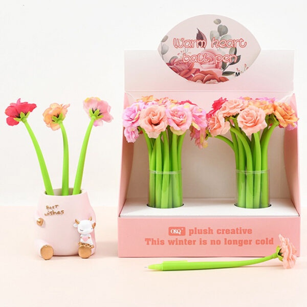 Wholesale Cute Colorful Flower Soft Silicone Decor Shaking Pens, Kawaii Student Writing Gel Pen Stationery Gifts