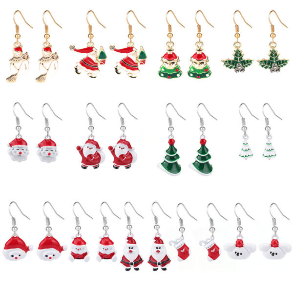 Wholesale Christmas Tree Santa Claus Snowman Earrings