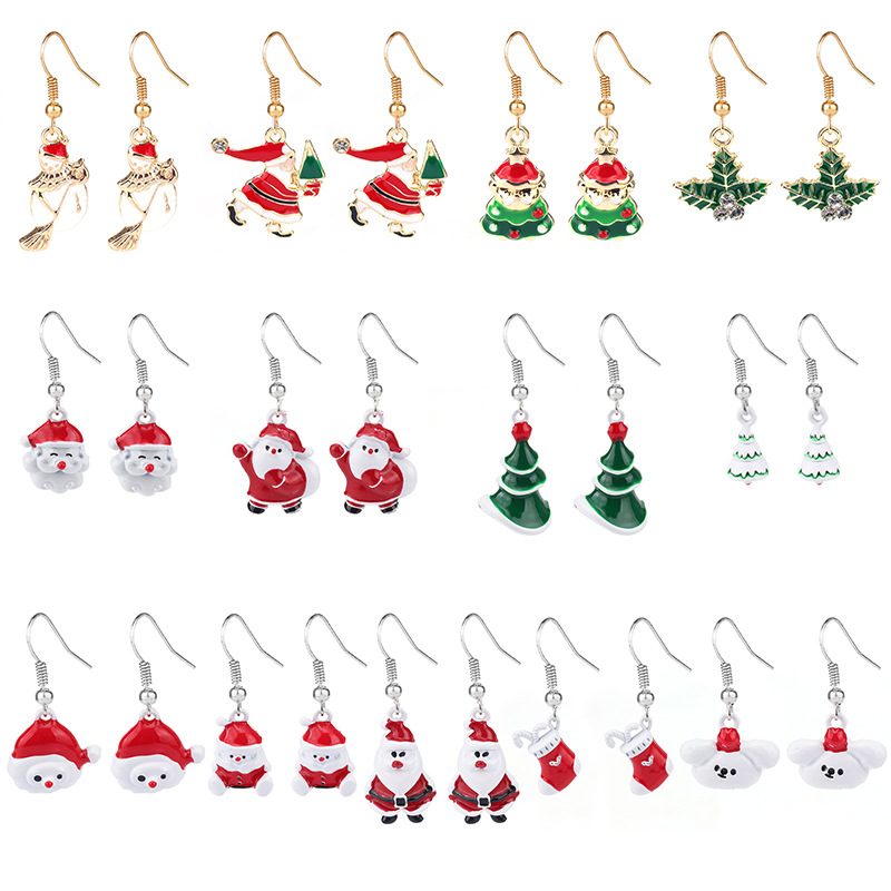 Wholesale Christmas Tree Snowman Earrings
