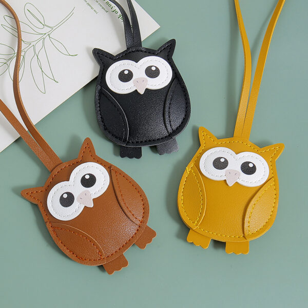 Wholesale PU leather stuffed owl keychain