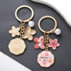 Wholesale Oil opping Pink Butterfly Flowers Pearl MOTHER'S DAY Keychain Jewelry Pendant Mother Holiday Gift