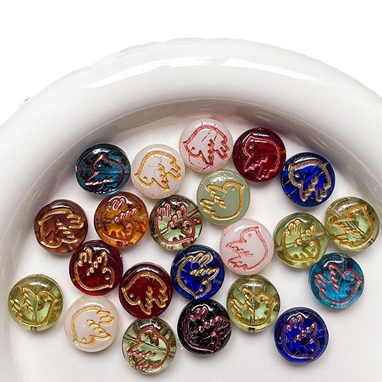 O1CN010u62AV1Rx7FpakyLK_2200763052177-0-cib Wholesale Retro Gold-Painted Transparent Bird Round Brand Multi-Color Imrted Czech Glass Beads Loose Beads DIY Handmade Aessories