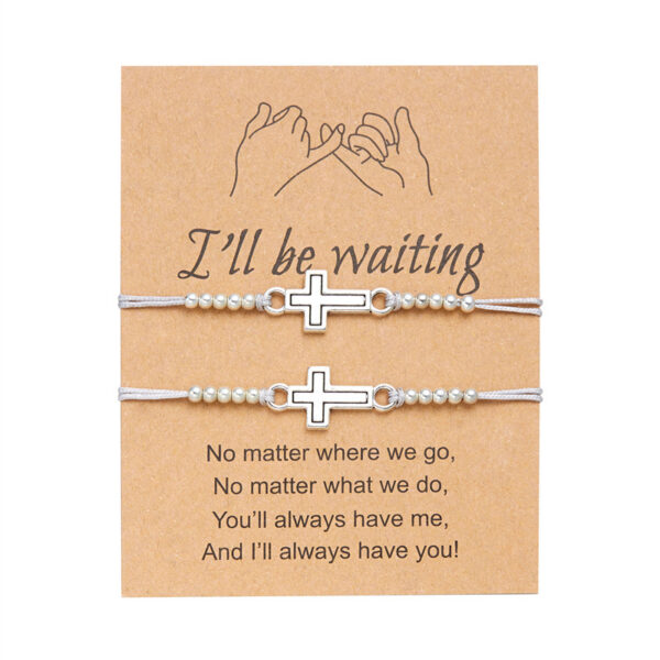 Wholesale Cross couple hollowed out handmade woven paper card bracelet