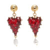 Wholesale Half transparent red tassel heart-shaped earrings
