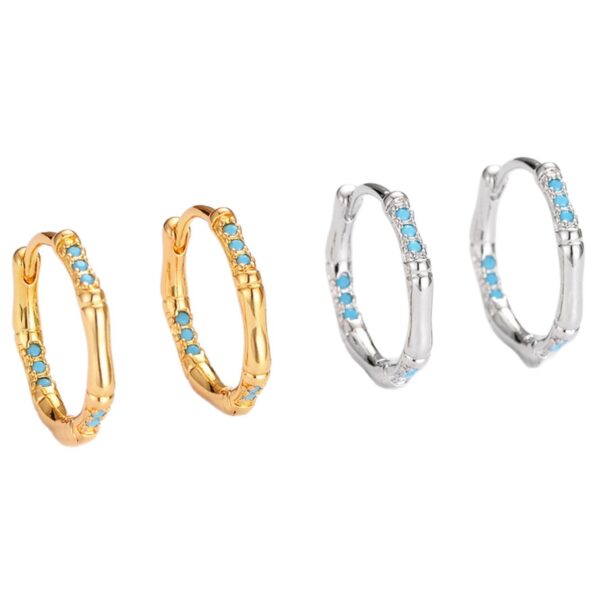 Wholesale Style Turquoise Bamboo Earrings, Niche Simple Hoops