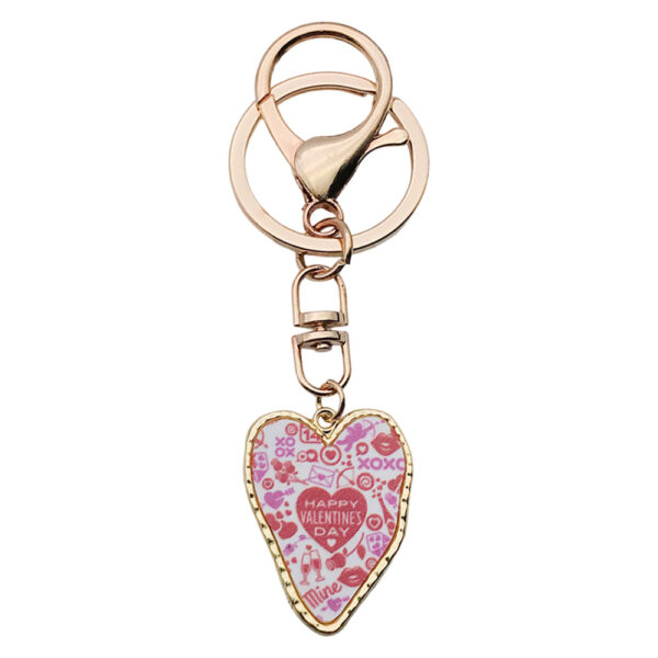Wholesale Product Oil Dropping Pink Love Printing Valentine's Day Keychain