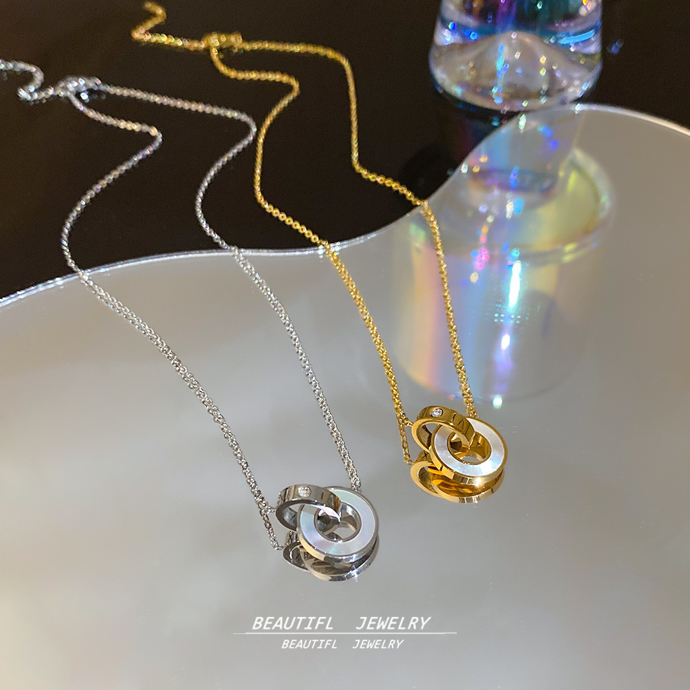 Wholesale Double Ring Titanium Steel Necklace Aessory