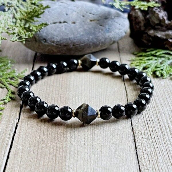 Wholesale Obsidian Bracelet Diamond Facet Gem Bracelet