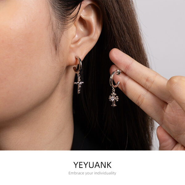 Wholesale Circular Cross Zircon Earrings