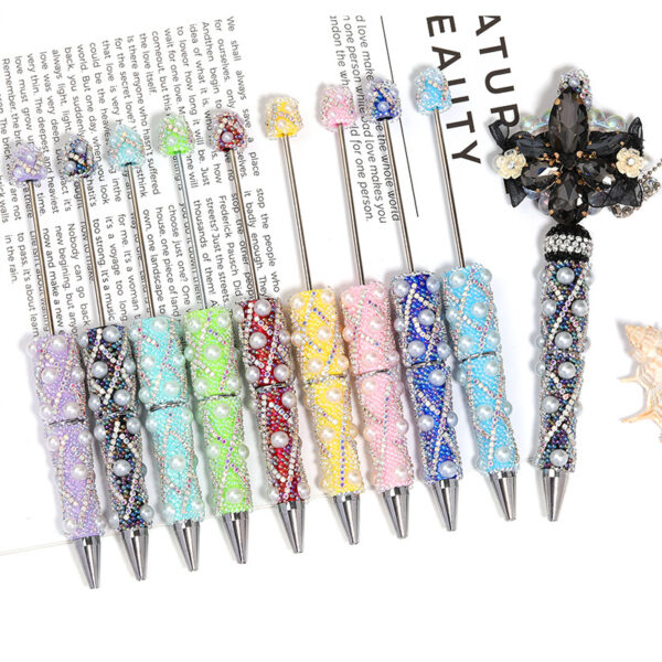 Wholesale Heavy Industry Full Diamond Pearl Chain Beaded Pen DIY