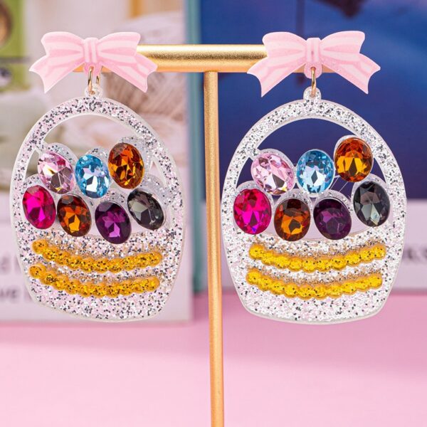 Wholesale Easter Bow Basket Easter Egg Cute Acrylic Earrings
