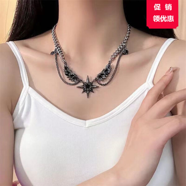 Wholesale Black Winged Star Mang Punk Gothic Dark Necklace