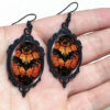 Wholesale Vintage Gothic Bat Halloween Flower Pendant Earrings