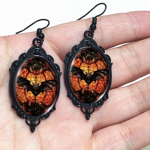 Wholesale Vintage Gothic Bat Halloween Flower Pendant Earrings