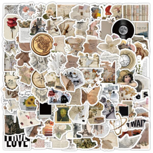 Wholesale 100 Pieces of Old Vintage Newspaper Waterproof Vinyl Stickers