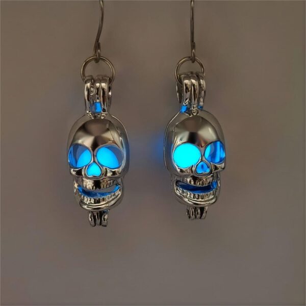 Wholesale Halloween smooth hollow skeleton luminous ghost head earrings