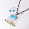 Wholesale Bohemian long turquoise pendant earrings necklace suit