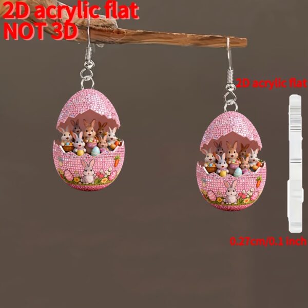 Wholesale Easter Flat Cute Pink Rabbit Acrylic Earrings