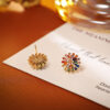 Wholesale Colorful Firework Stud Earrings Small Daisy Zircon Necklace and Earrings