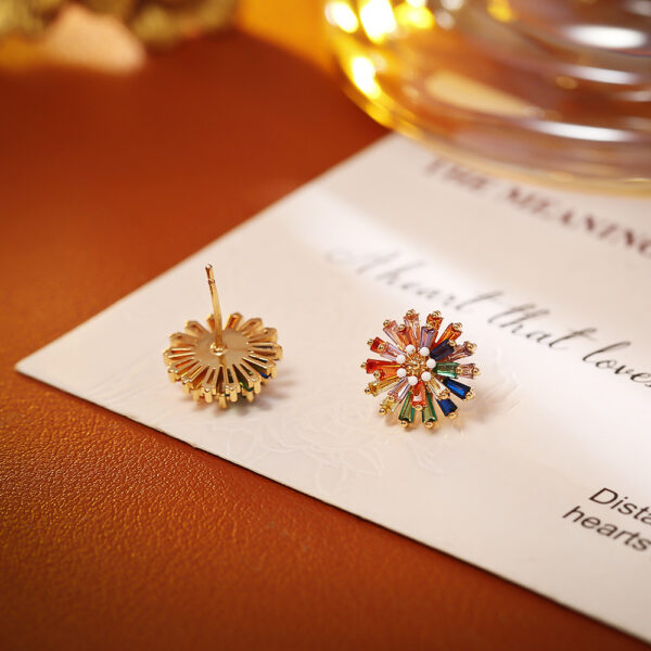 Wholesale Colorful Firework Stud Earrings Small Daisy Zircon Necklace and Earrings