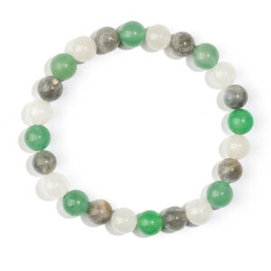 White moonlight + labradorite + green aventurine bracelet