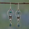 Wholesale retro Thai silver earrings inlaid turquoise earrings earrings