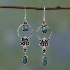 Wholesale retro Thai silver earrings inlaid turquoise earrings earrings