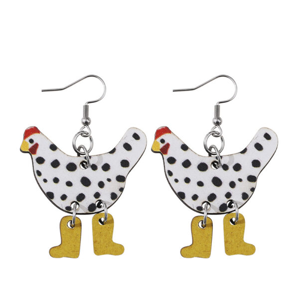 Wholesale Creative Funny High-heeled Shoes Rooster Polka Dot Wooden Earrings