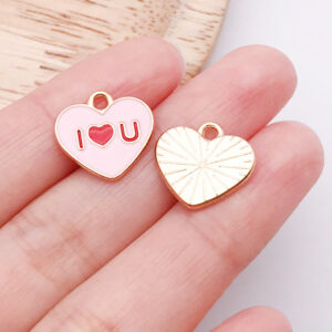 1 pink dripping love letter i love you 14x15x1mm-1g-25193