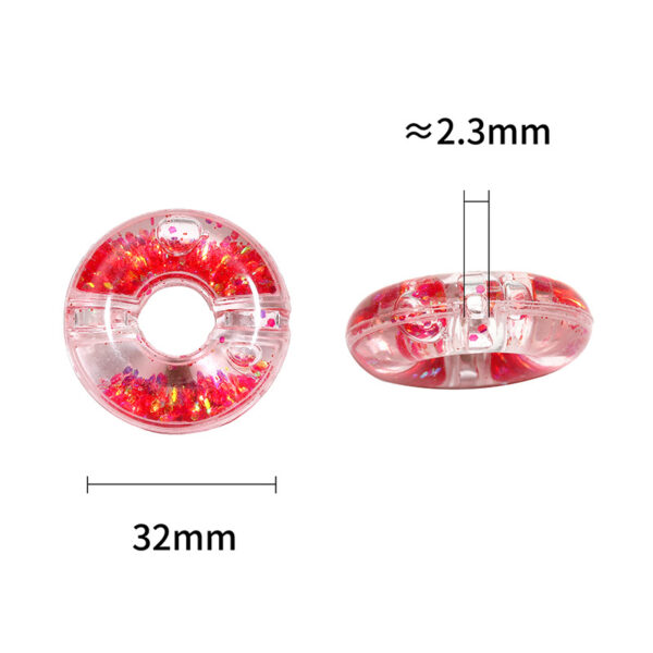 Wholesale 5pcs Creative Acrylic Flowing Sand Donut Beads