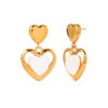 Wholesale Stainless steel heart earrings for women inlaid with cat's eye stone